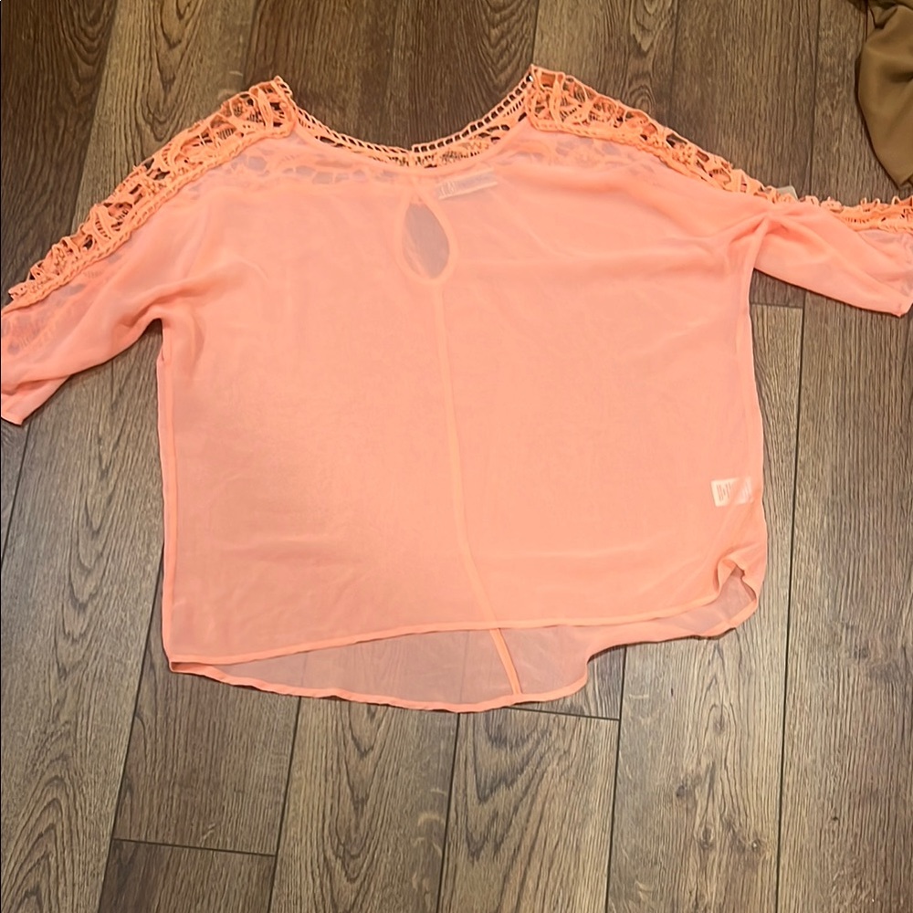 Elegant Peach Lace Women's Blouse